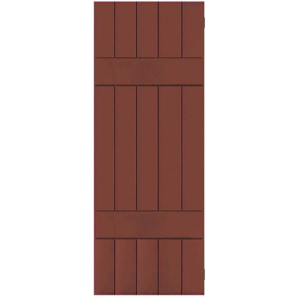 Ekena Millwork 18-in W x 48-in H Country Redwood Board and batten Wood Exterior Shutters ( 2 -Pack )