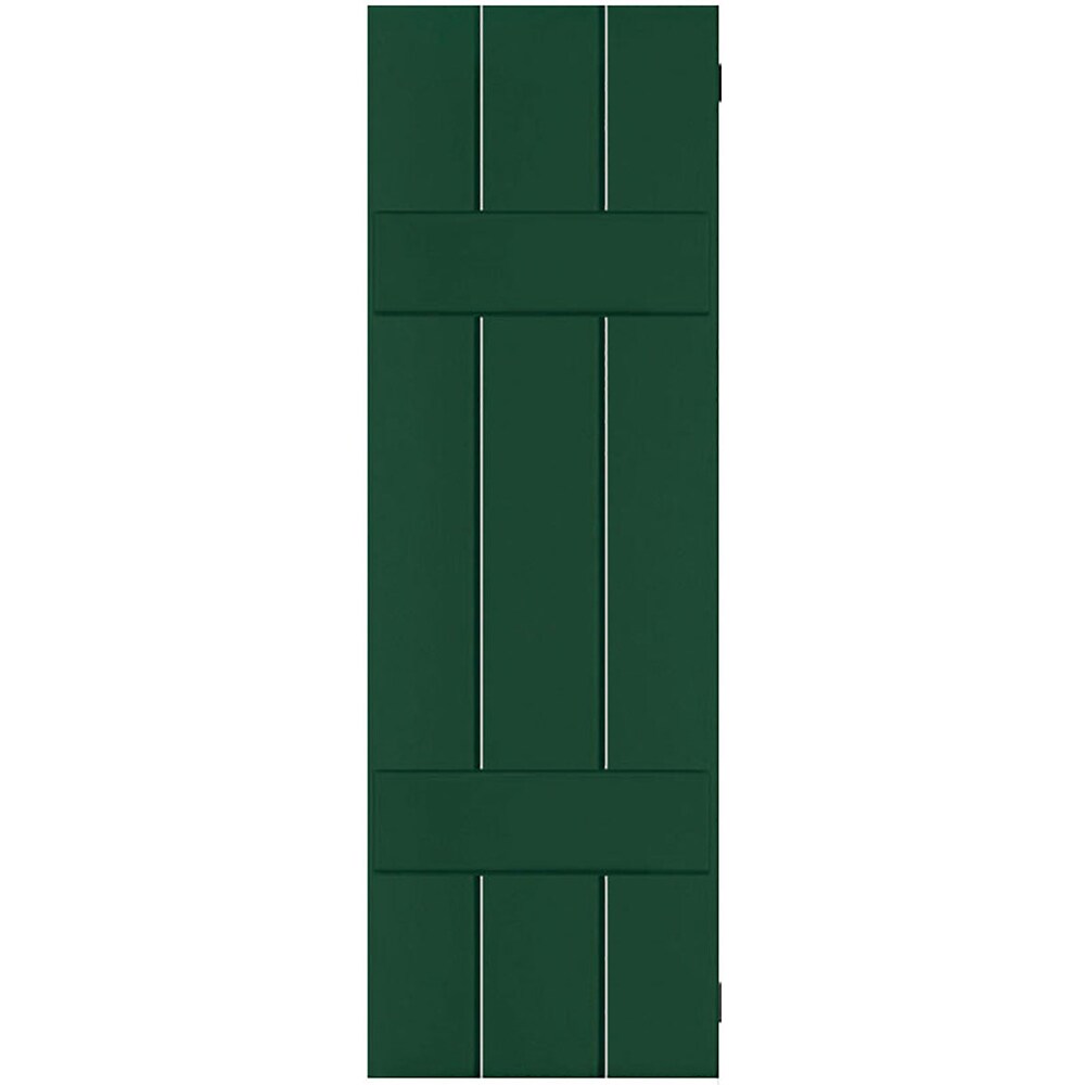 Ekena Millwork 12-in W x 31-in H Chrome Green Board and batten Wood Exterior Shutters ( 2 -Pack )