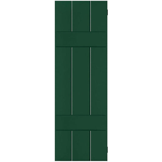 Ekena Millwork 12-in W x 31-in H Chrome Green Board and batten Wood Exterior Shutters ( 2 -Pack )