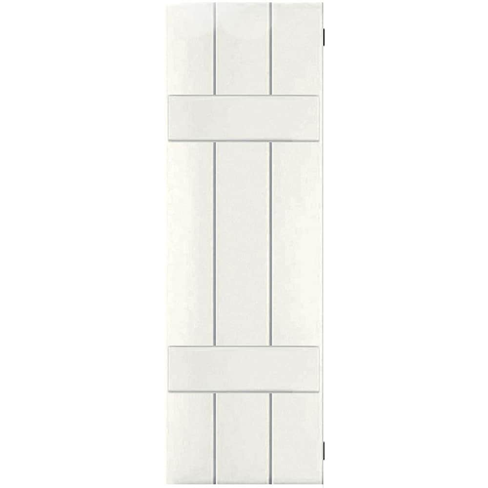 Ekena Millwork 12-in W x 27-in H White Paintable/Stainable Board and batten Wood Exterior Shutters ( 2 -Pack )