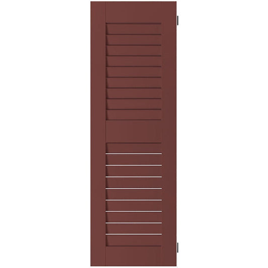 Ekena Millwork 18-in W x 59-in H Cottage Red Louvered Wood Exterior Shutters ( 2 -Pack )