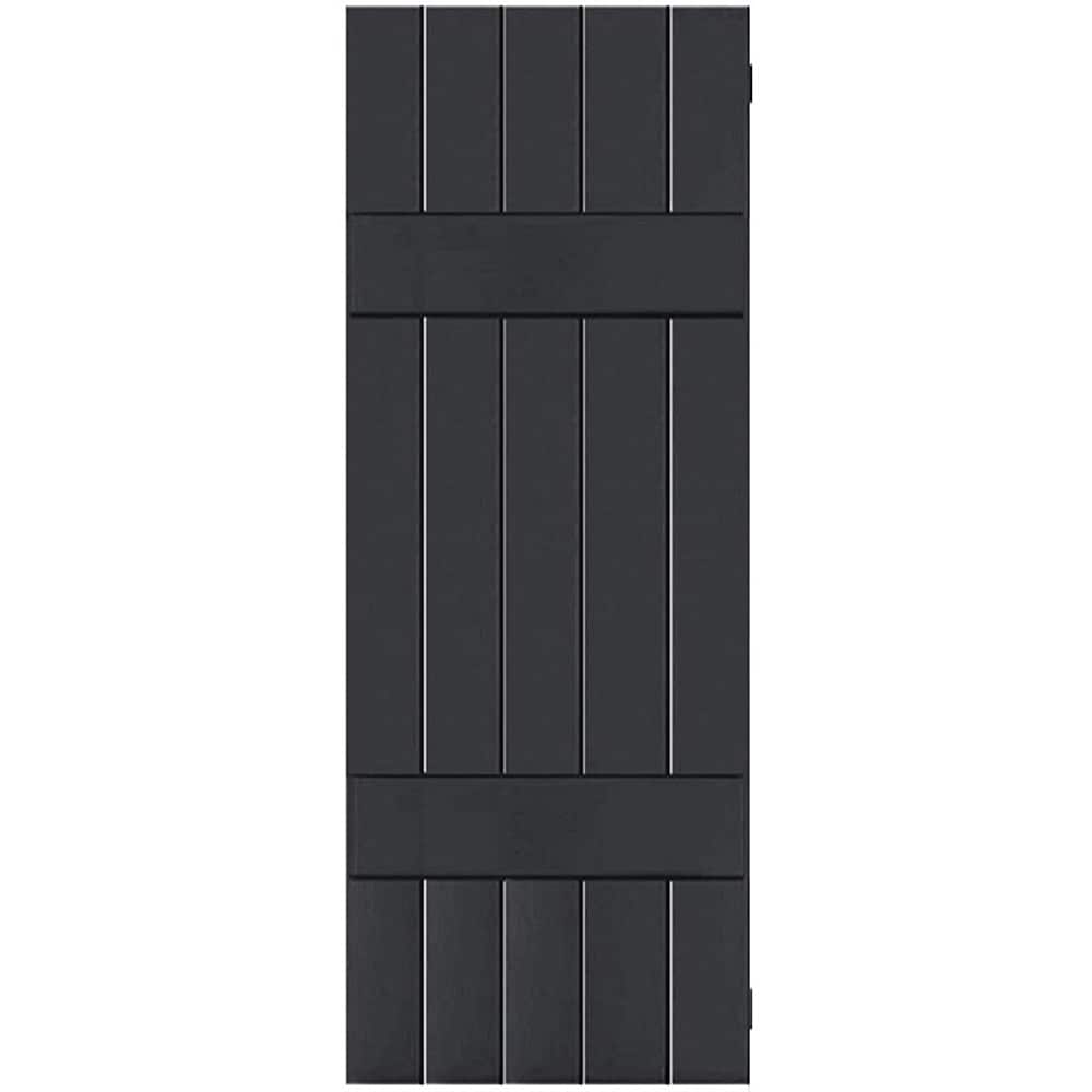 Ekena Millwork 18-in W x 30-in H Black Board and batten Wood Exterior Shutters ( 2 -Pack )