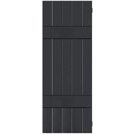 Ekena Millwork 18-in W x 30-in H Black Board and batten Wood Exterior Shutters ( 2 -Pack )