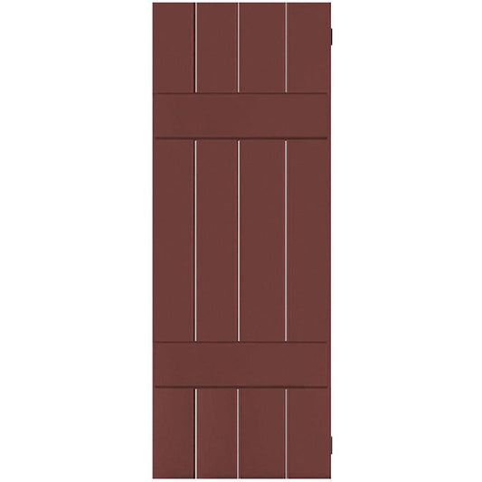 Ekena Millwork 15-in W x 32-in H Cottage Red Board and batten Wood Exterior Shutters ( 2 -Pack )