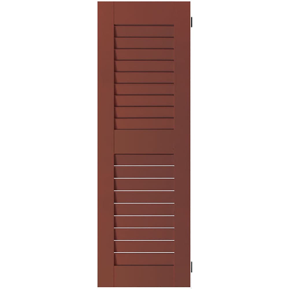 Ekena Millwork 18-in W x 43-in H Country Redwood Louvered Wood Exterior Shutters ( 2 -Pack )