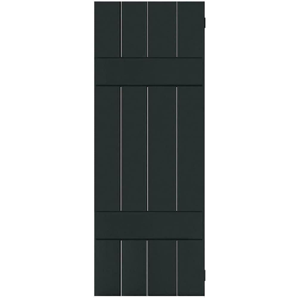 Ekena Millwork 15-in W x 27-in H Black Forest Green Board and batten Wood Exterior Shutters ( 2 -Pack )