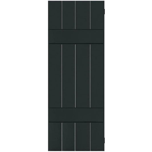 Ekena Millwork 15-in W x 27-in H Black Forest Green Board and batten Wood Exterior Shutters ( 2 -Pack )