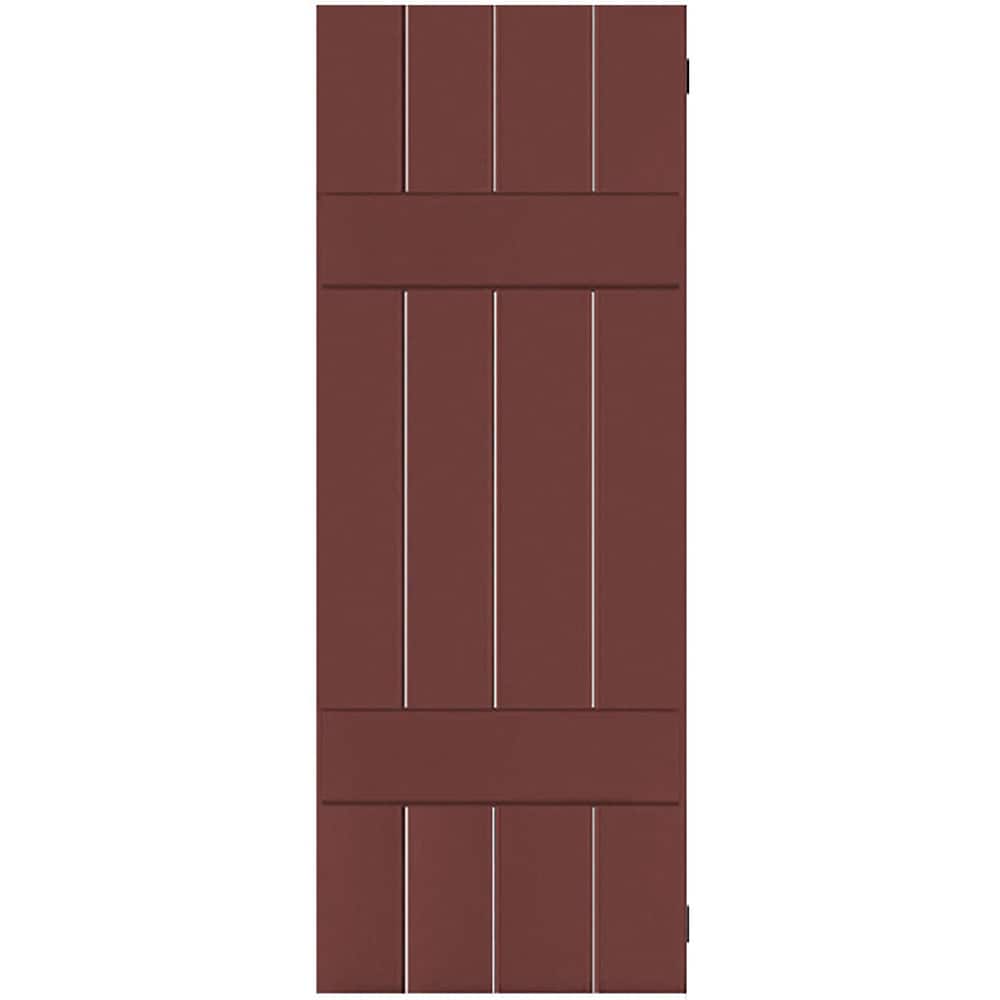 Ekena Millwork 15-in W x 31-in H Cottage Red Board and batten Wood Exterior Shutters ( 2 -Pack )