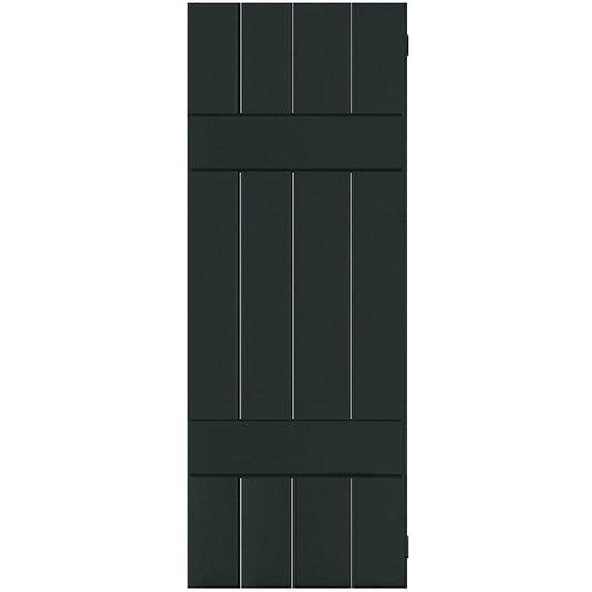 Ekena Millwork 15-in W x 57-in H Black Forest Green Board and batten Wood Exterior Shutters ( 2 -Pack )