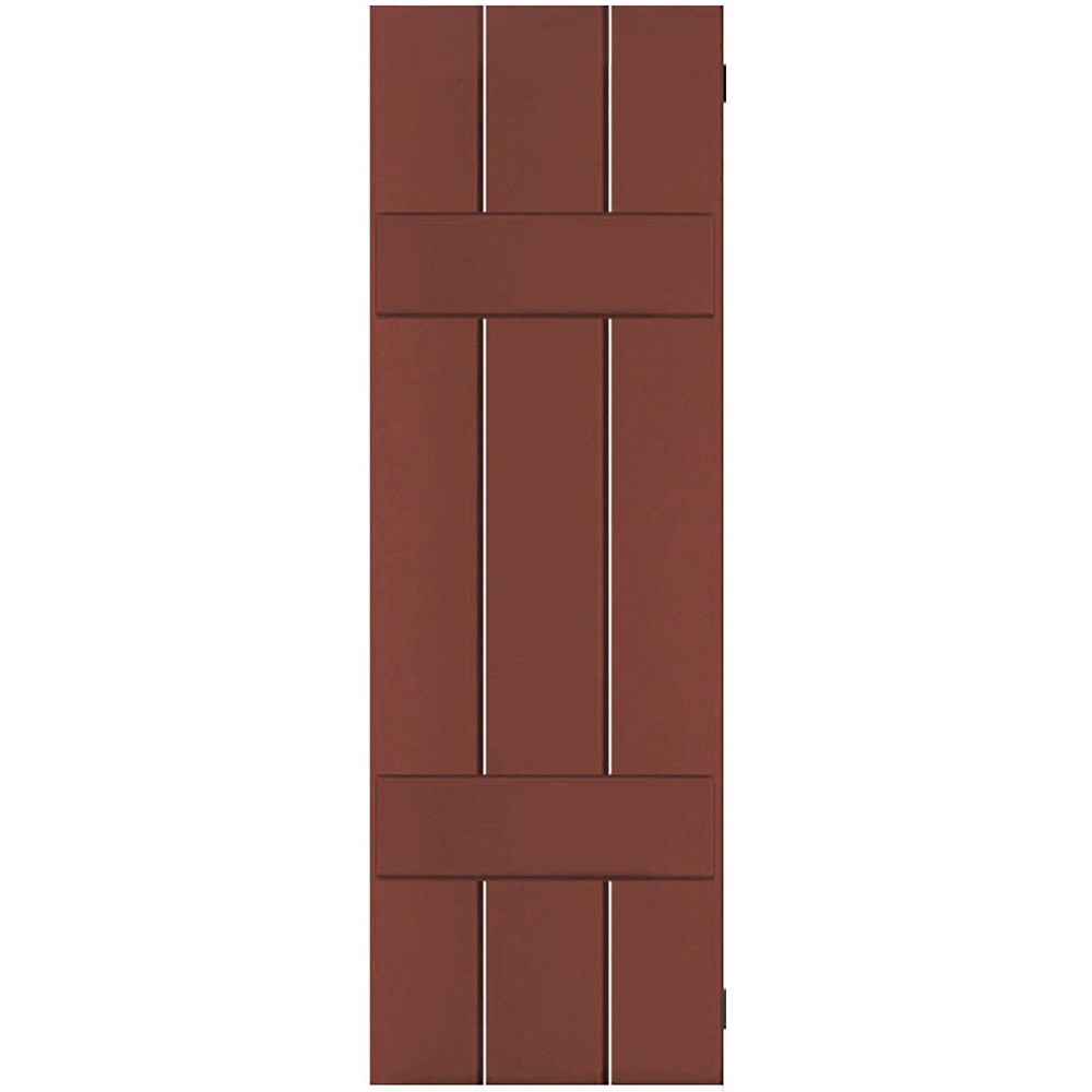 Ekena Millwork 12-in W x 29-in H Country Redwood Board and batten Wood Exterior Shutters ( 2 -Pack )