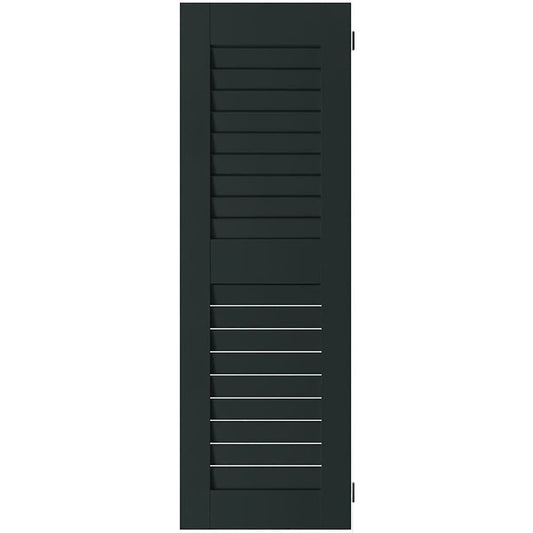 Ekena Millwork 15-in W x 51-in H Black Forest Green Louvered Wood Exterior Shutters ( 2 -Pack )
