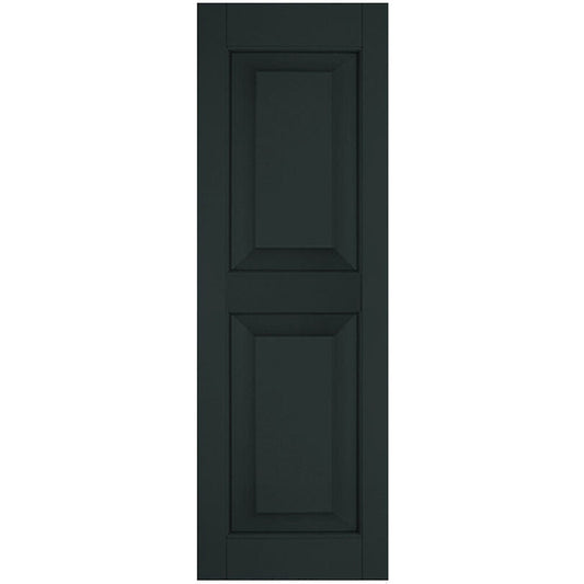 Ekena Millwork 12-in W x 27-in H Black Forest Green Raised panel Wood Exterior Shutters ( 2 -Pack )