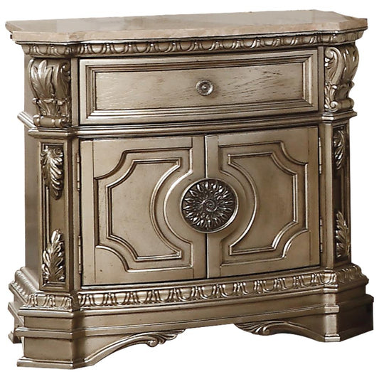 ACME FURNITURE Antique Silver Poplar 30-in W x 29-in H Ornate Nightstand