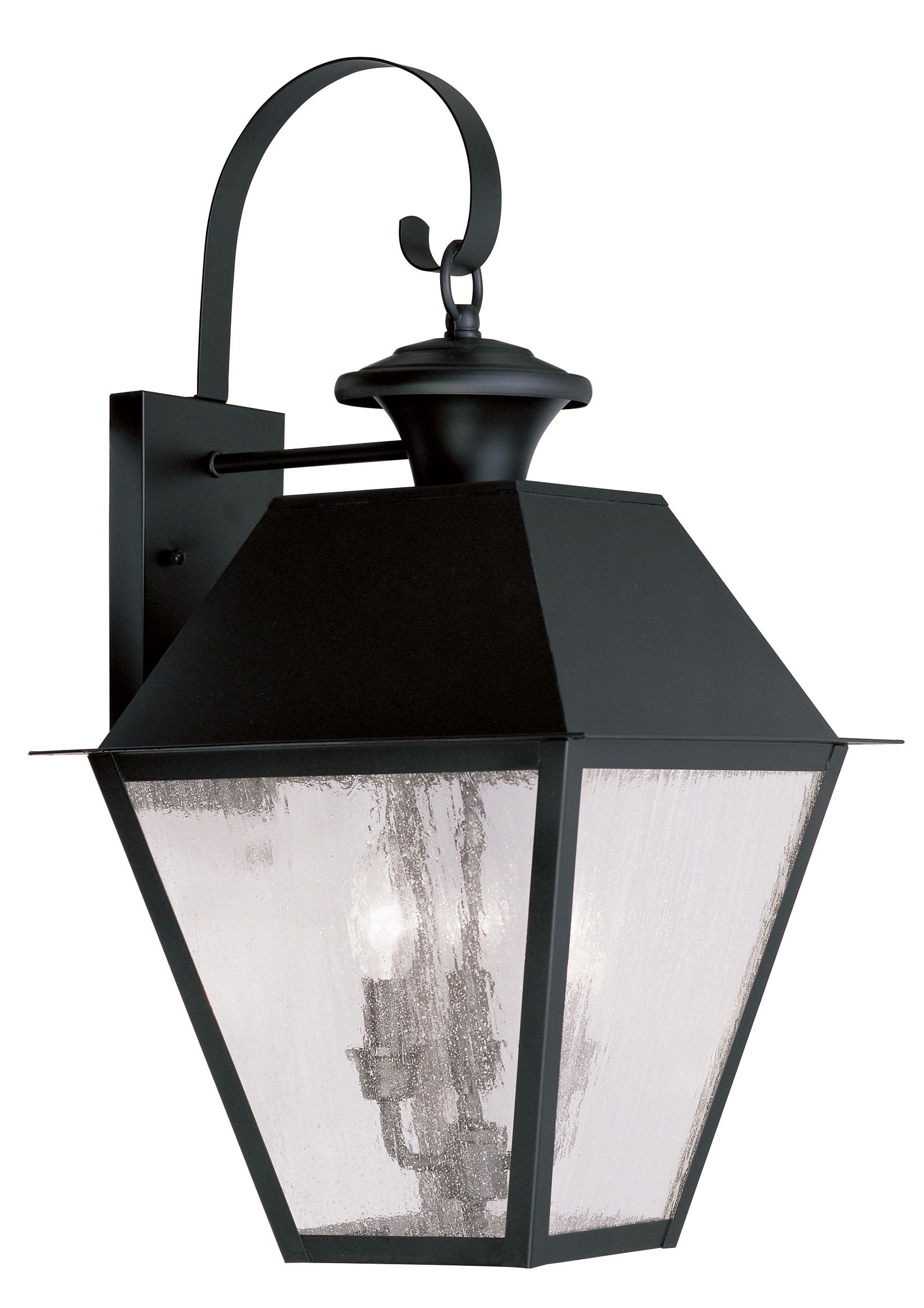 Livex Lighting Mansfield 3 -Light 22-in H Matte Black Hardwired Outdoor Wall Light