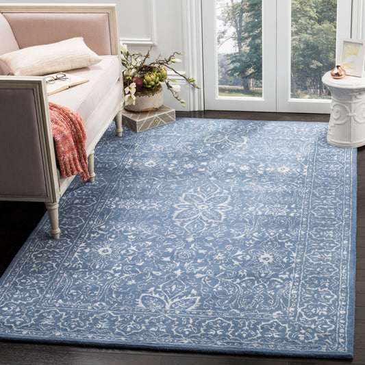 Safavieh Glamour Cleo 8 x 10 (ft) Tufted Synthetic Gray/Blue Rectangular Indoor Floral/Botanical Vintage Spot Clean Only Area rug
