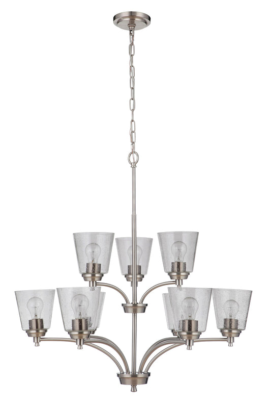 Craftmade Tyler 9 -Light Brushed Nickel Indoor Seeded glass Glass Metal Chandelier
