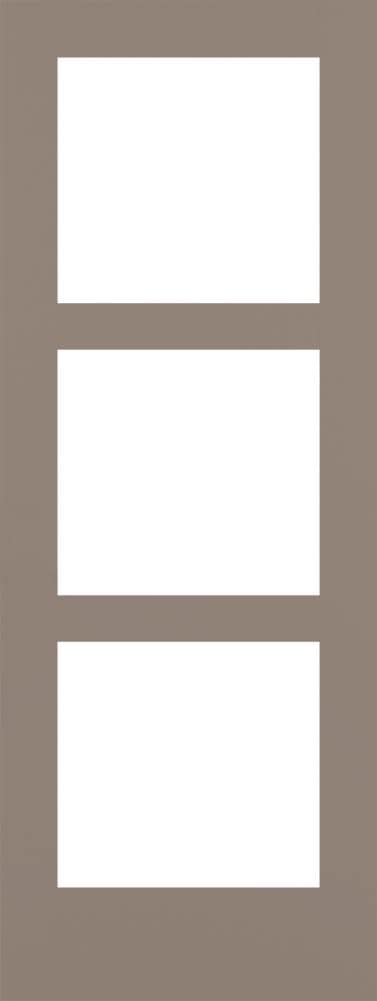 RELIABILT Shaker 24-in x 80-in Sand Piper 3-panel square Frosted glass Smooth Solid core Prefinished Pine Wood Slab Door