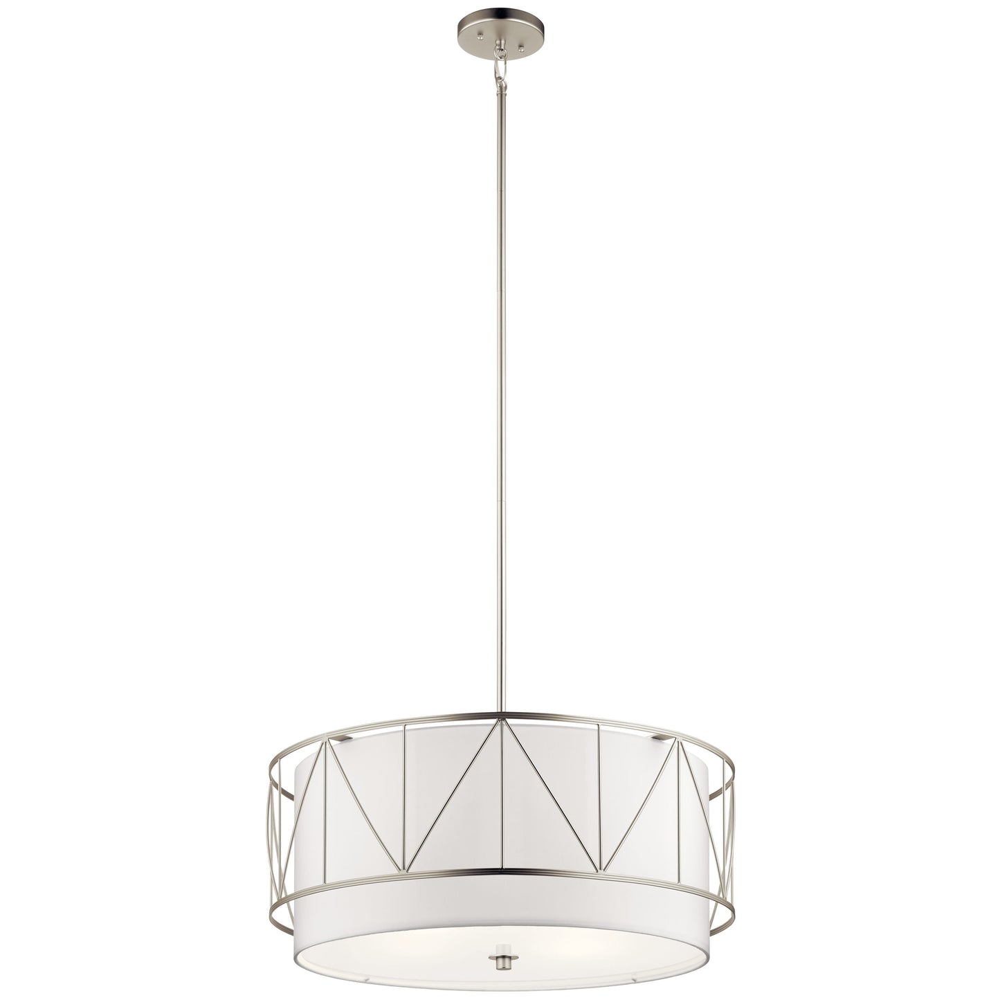 Kichler Birkleigh 4 -Light Satin Nickel Transitional Fabric Drum Large Indoor Hanging Pendant Light