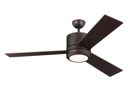 Generation Lighting Vision 56-in Roman Bronze with Roman Bronze Blades Integrated LED Covered Outdoor Ceiling Fan With Light 3 -Blade