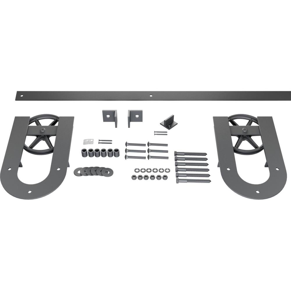 Goldberg Brothers 72-in Silver Metallic Indoor Horseshoe Single Double Barn door hardware kit
