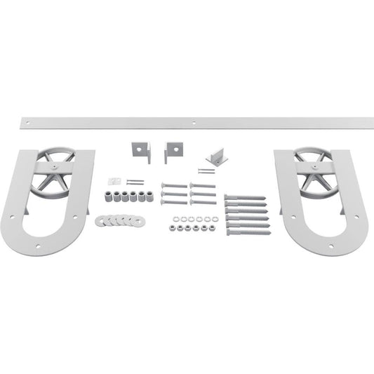 Goldberg Brothers 96-in Rocket White Indoor Horseshoe Single Double Barn door hardware kit