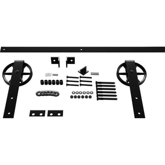Goldberg Brothers 60-in Black Indoor Wagon wheel Single Double Barn door hardware kit