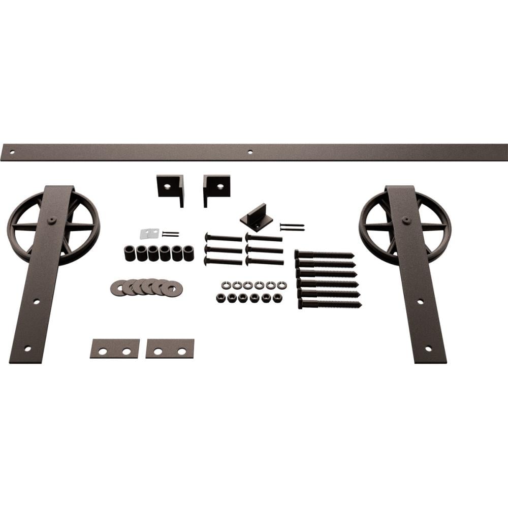 Goldberg Brothers 96-in Bronze Texture Indoor Wagon wheel Single Double Barn door hardware kit