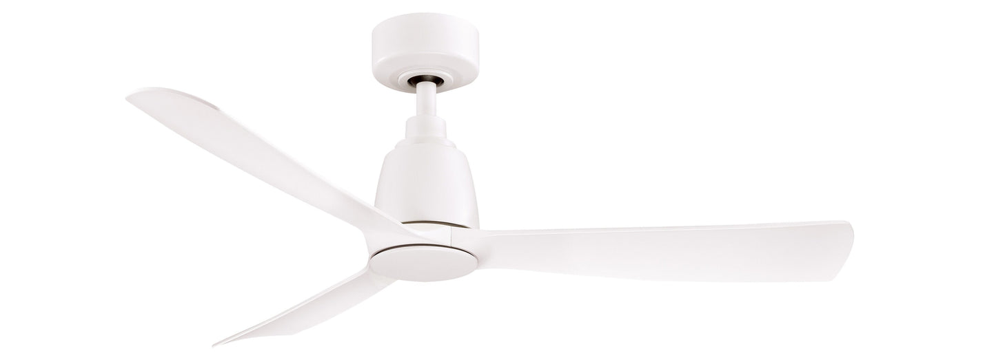 Fanimation Kute 44 44-in Matte White with Matte White Blades Covered Outdoor Smart Propeller Ceiling Fan Light Kit Compatible and Remote Included 3 -Blade