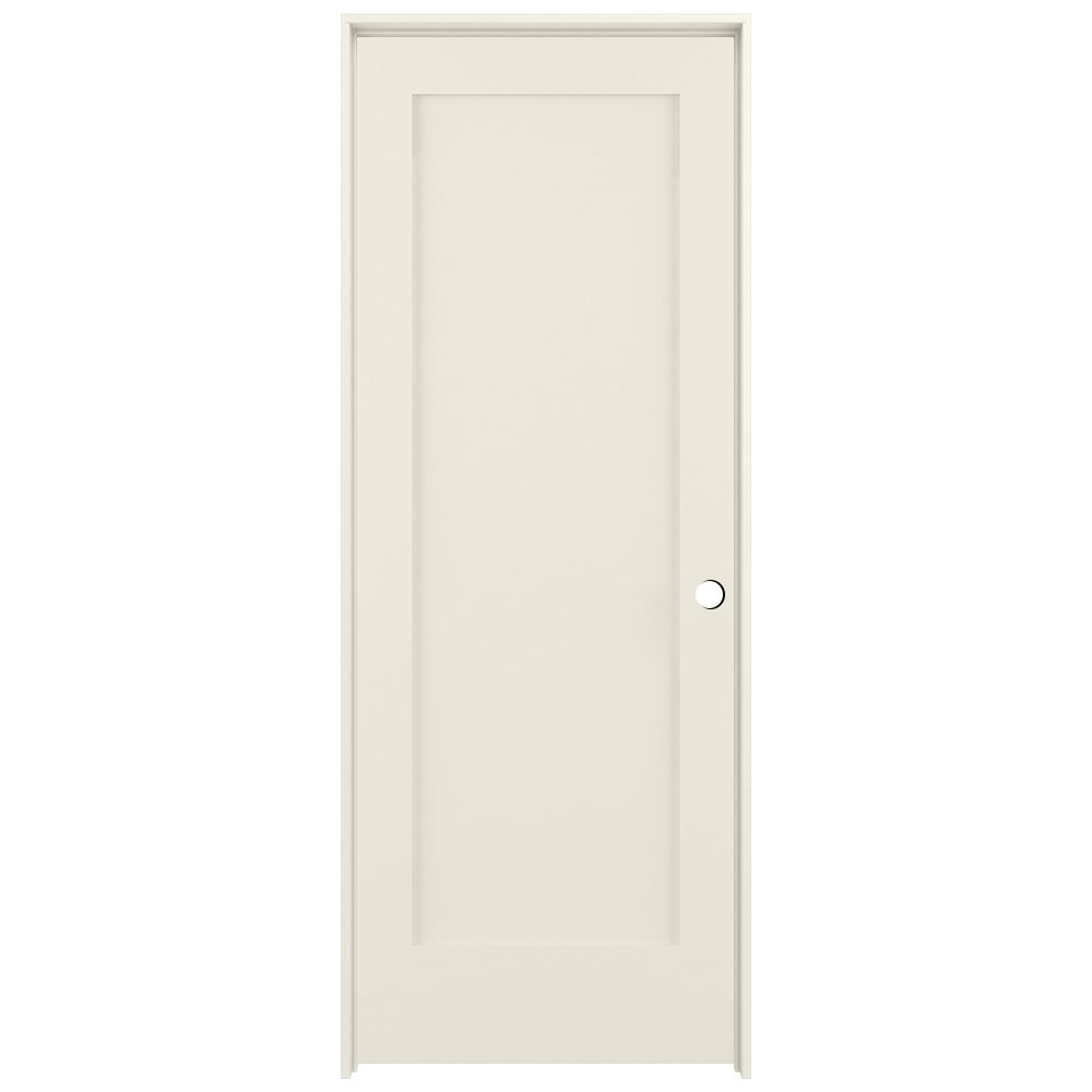 RELIABILT 30-in x 80-in Moonglow Solid core 1-panel Left hand Smooth Prefinished Pine Wood Flat Jamb Single Prehung Interior Door with