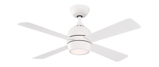 Fanimation Kwad 44-in Integrated LED Matte White with Matte White Blades Ceiling Fan With Light - Remote Included ( 4 -Blade ) 2411260