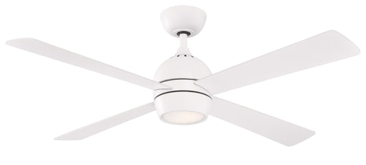 Fanimation Kwad 52-in Integrated LED Matte White with Matte White Blades Ceiling Fan With Light - Remote Included ( 4 -Blade ) 2411266
