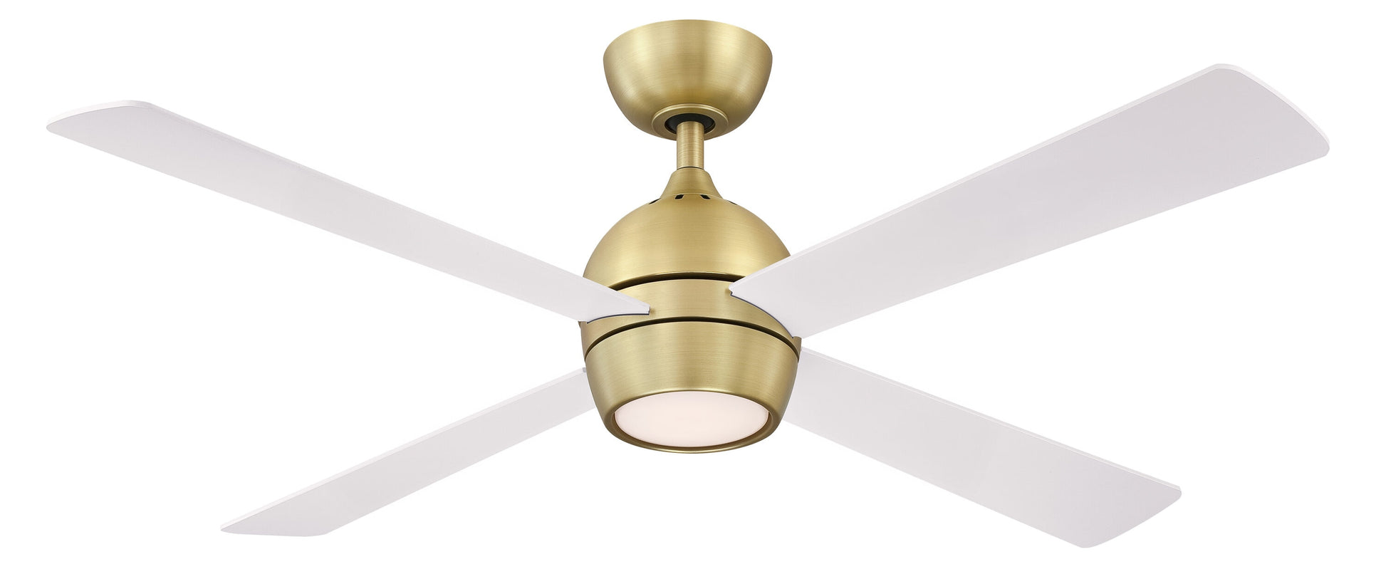 Fanimation Kwad 52-in Integrated LED Brushed Satin Brass with Matte White Blades Ceiling Fan With Light - Remote Included ( 4 -Blade ) 2411281
