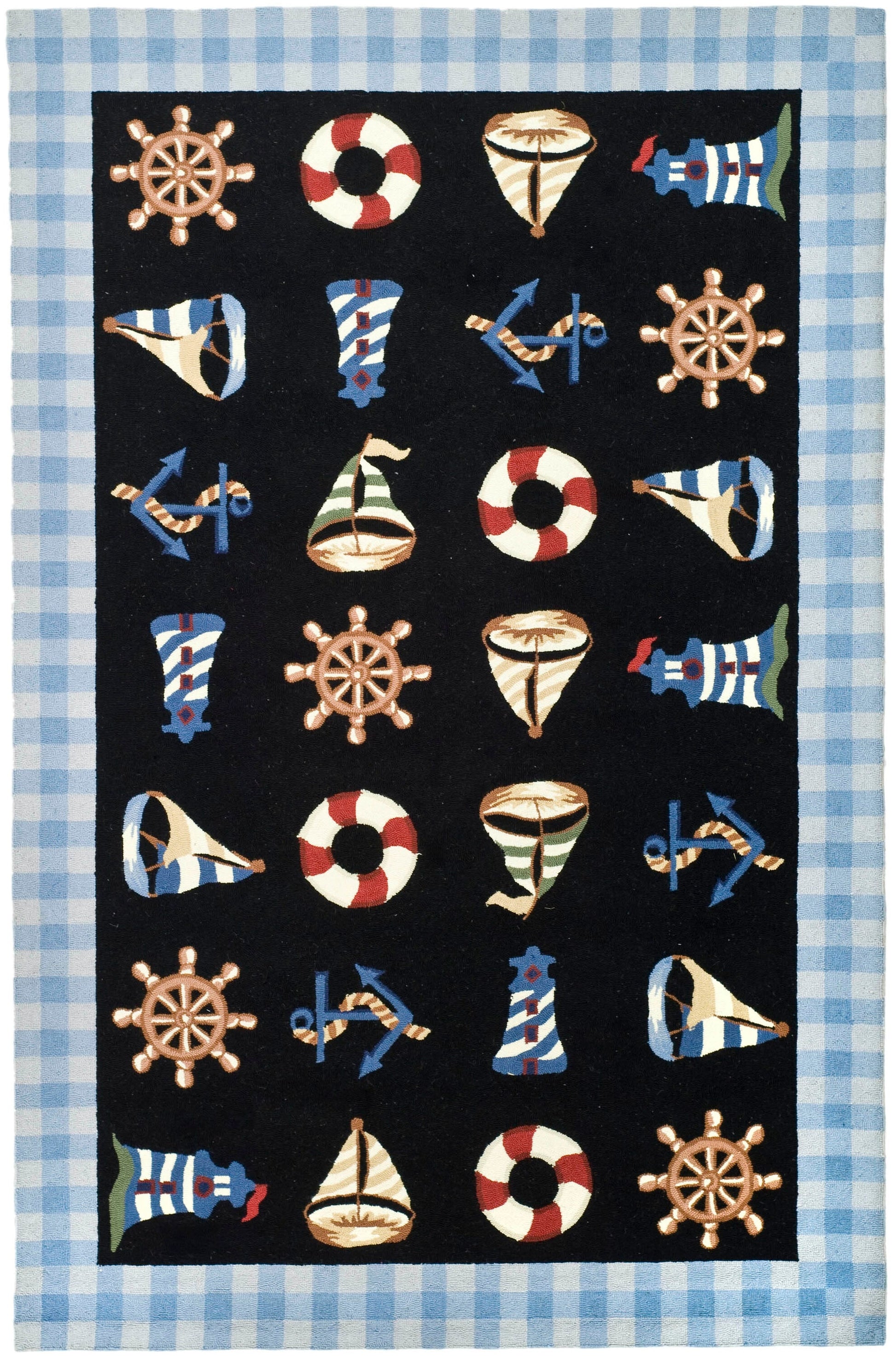 Safavieh Chelsea Beach Front 8 x 10 (ft) Hooked Wool Black/Blue Rectangular Indoor Spot Clean Only Area rug