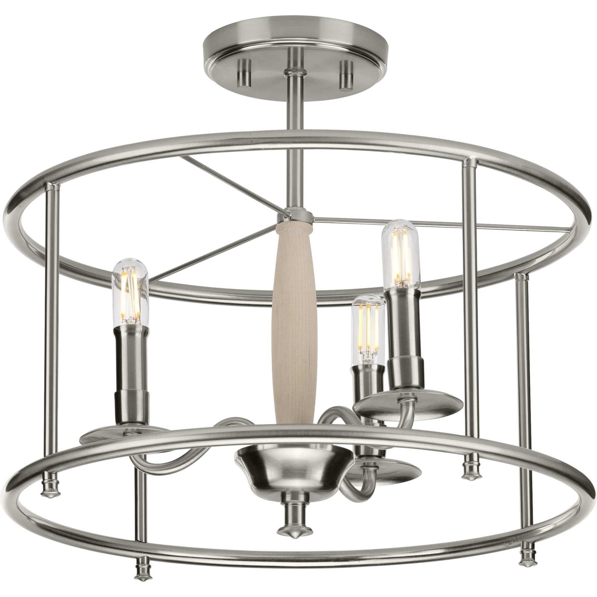 Progress Lighting Durrell 3 -Light 16-in Brushed Nickel Semi Flush Mount Light
