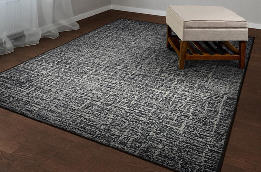 Couristan EASTON 7 x 11 (ft) Loomed Polypropylene Pewter Rectangular Indoor Stripe Industrial Spot Clean Only Pet Friendly Area rug