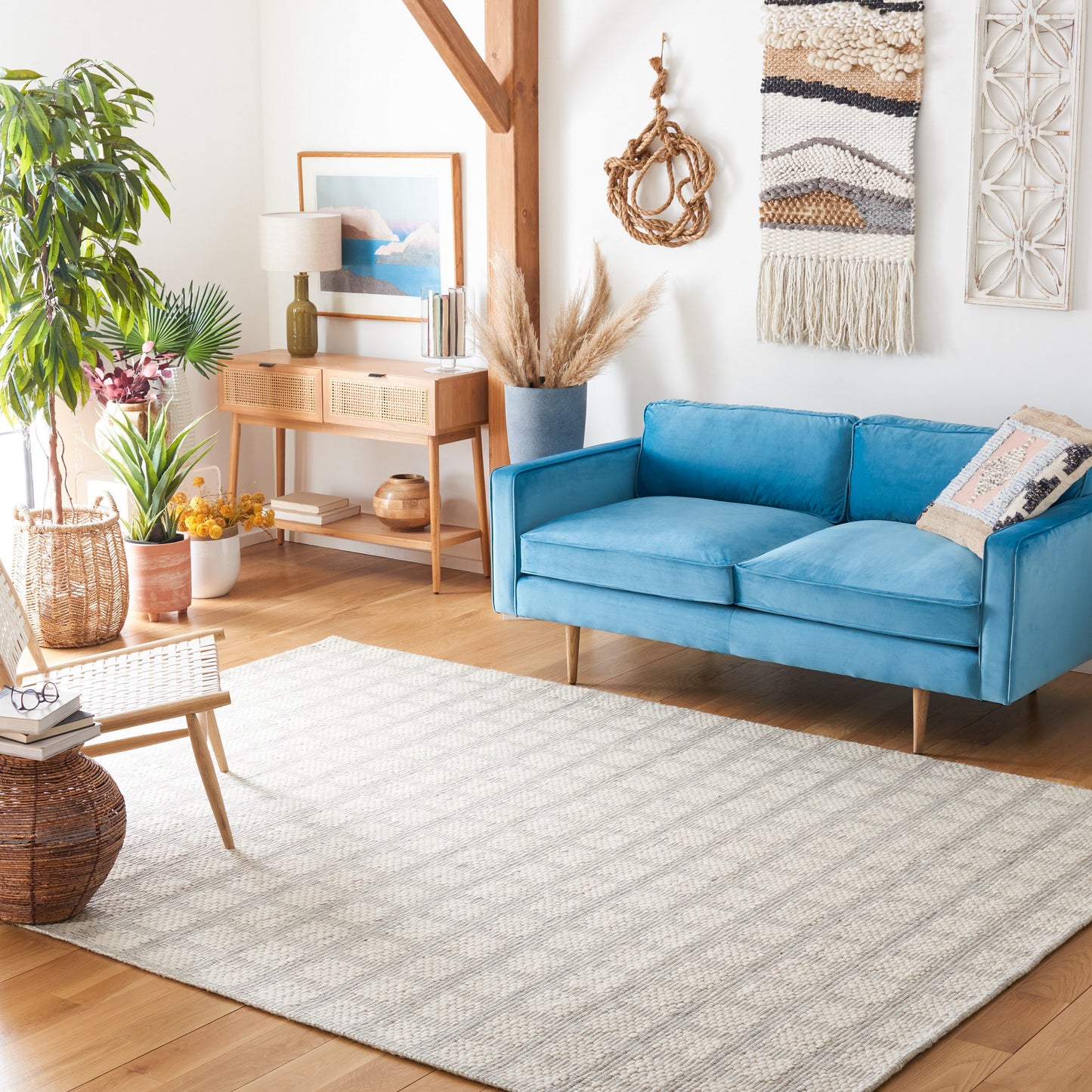 Safavieh Marbella Sotun 8 x 10 (ft) Loomed Wool Beige Rectangular Indoor Abstract Coastal Spot Clean Only Area rug