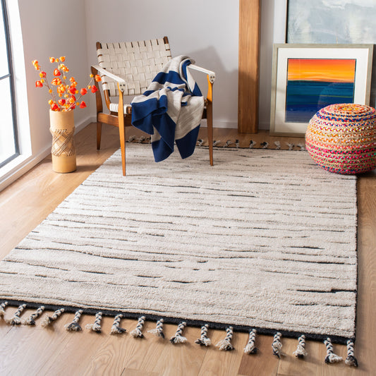 Safavieh Casablanca Witten 5 x 8 (ft) Knotted Wool Charcoal/Ivory Rectangular Indoor Abstract Moroccan Spot Clean Only Area rug