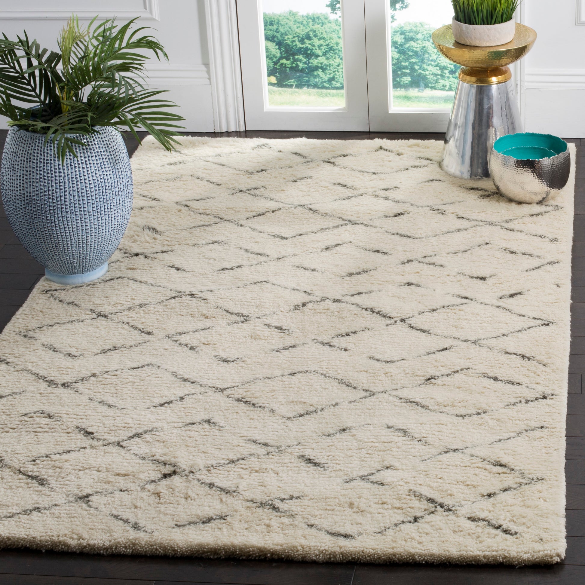 Safavieh Casablanca Guerir 9 x 12 (ft) Tufted Wool Ivory/Gray Rectangular Indoor Abstract Moroccan Spot Clean Only Area rug
