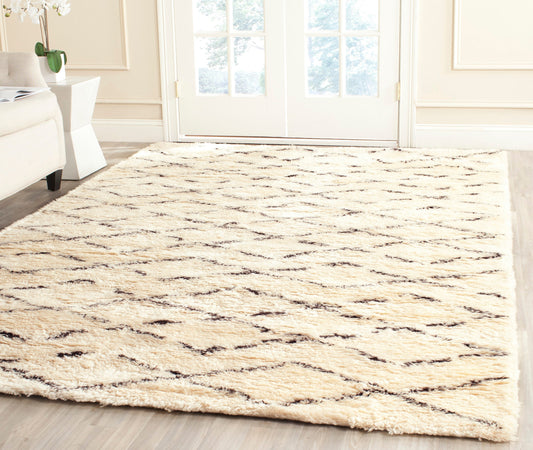 Safavieh Casablanca Guerir 6 x 9 (ft) Tufted Wool Ivory/Brown Rectangular Indoor Abstract Moroccan Spot Clean Only Area rug