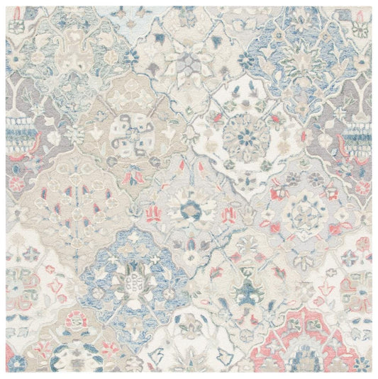 Safavieh Glamour Corfu 6 x 6 (ft) Tufted Wool Ivory/Red Square Indoor Floral/Botanical Farmhouse/Cottage Spot Clean Only Area rug