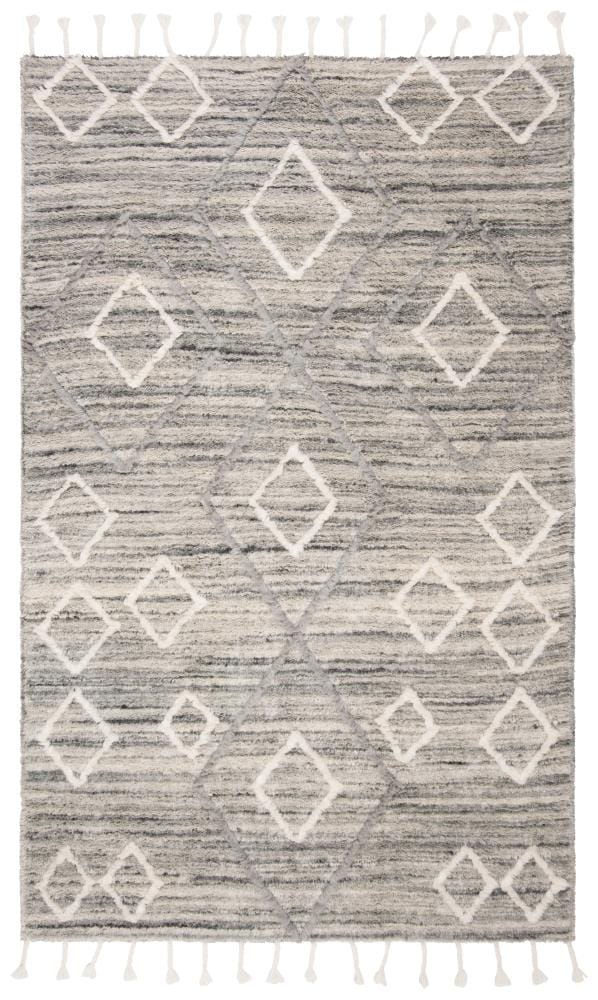 Safavieh Casablanca Meirav 5 x 8 (ft) Tufted Wool Gray/Ivory Rectangular Indoor Geometric Moroccan Spot Clean Only Area rug