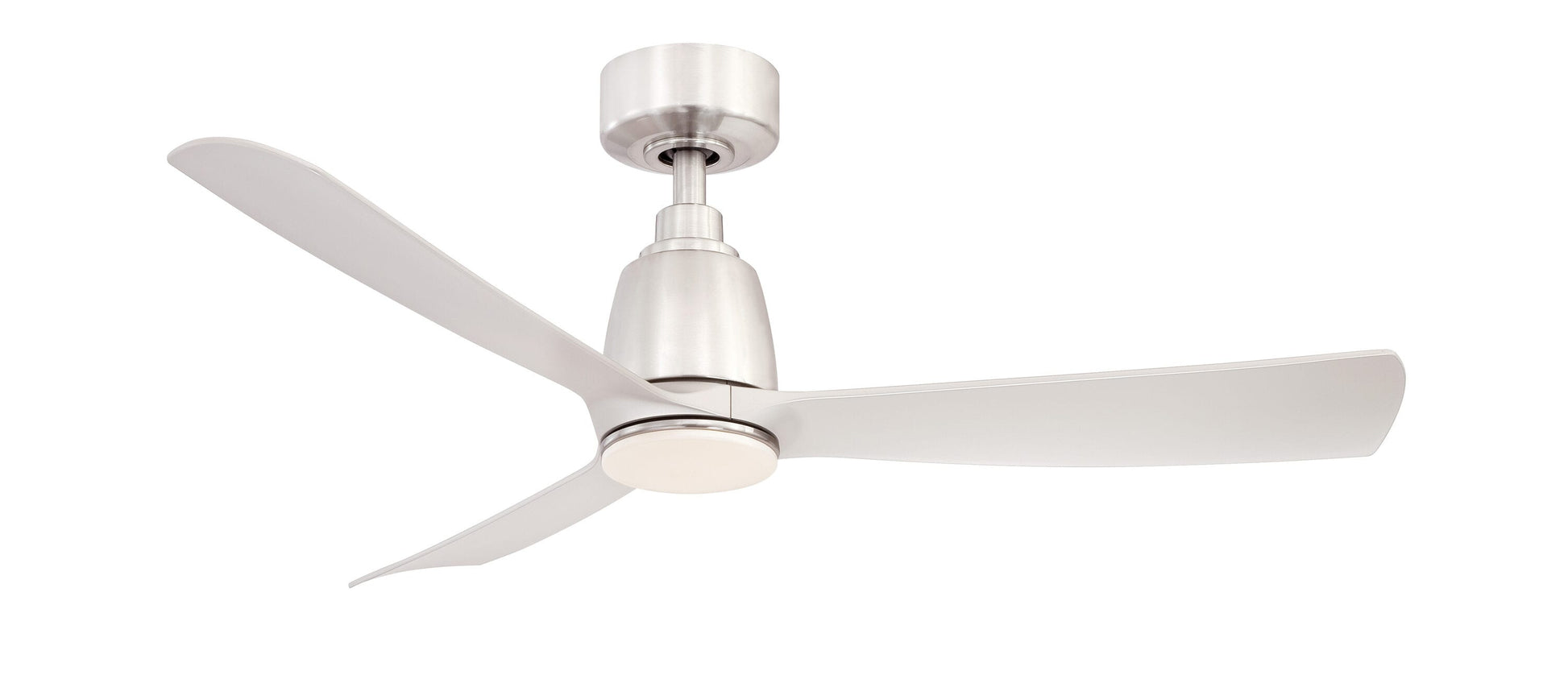Fanimation Kute 44 44-in Brushed Nickel with Brushed Nickel Blades Color-Changing Integrated LED Covered Outdoor Smart Propeller Ceiling Fan With Light and Remote Included 3 -Blade