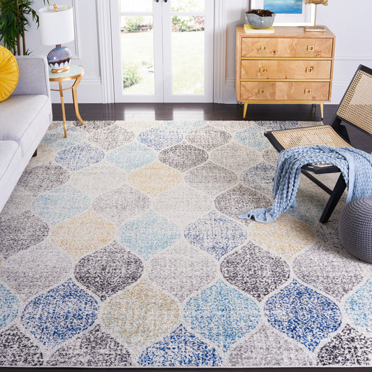 Safavieh Madison Westmont 10 x 14 (ft) Loomed Synthetic Ivory/Blue Rectangular Indoor Trellis Farmhouse/Cottage Spot Clean Only Area rug