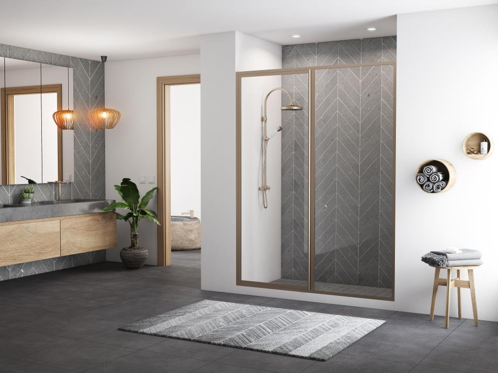 Coastal Shower Doors Legend Brushed Nickel 39-1/2-in to 41-in W x 66-in H Framed Clear Glass Hinged Shower door