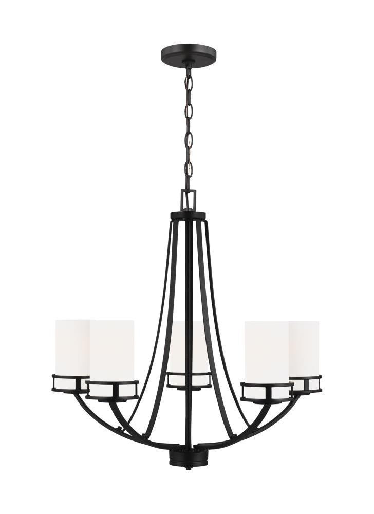Generation Lighting Robie 5 -Light Black Indoor Etched glass Glass Metal Chandelier