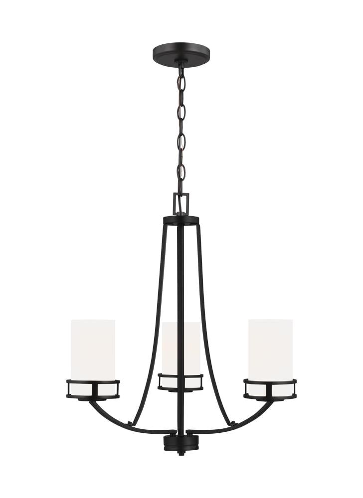 Generation Lighting Robie 3 -Light Black Indoor Etched glass Glass Metal Chandelier