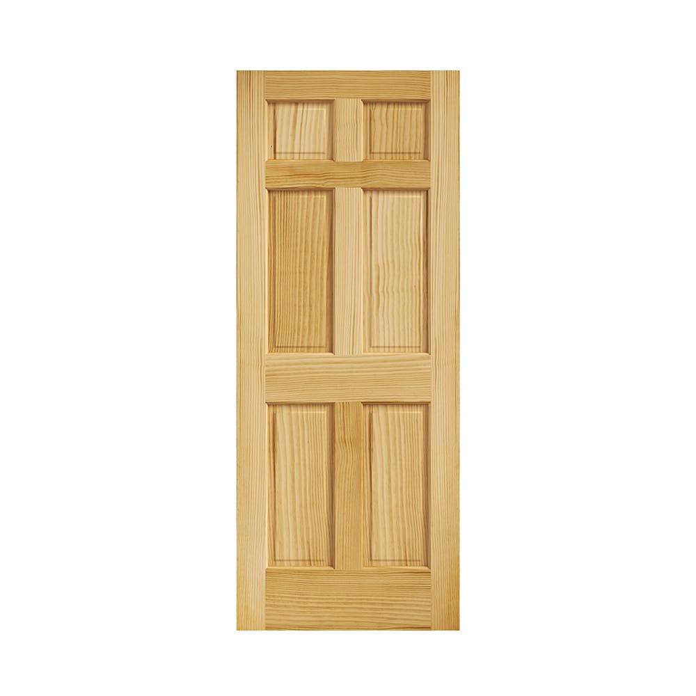 EightDoors 24-in x 80-in Natural 6-panel Smooth Solid core Unfinished Pine Wood Slab Door