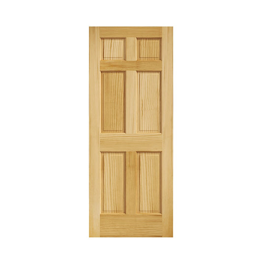 EightDoors 24-in x 80-in Natural 6-panel Smooth Solid core Unfinished Pine Wood Slab Door