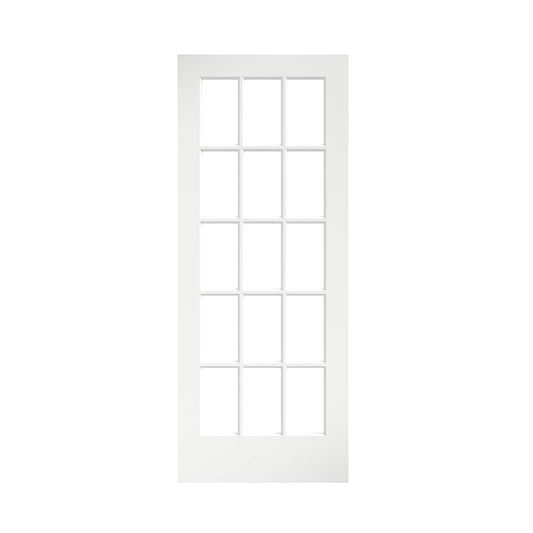 EightDoors 28-in x 80-in White Pine Wood 15-lite Clear glass Interior French Door