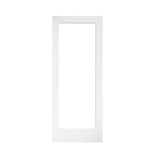 EightDoors 28-in x 80-in White 1-panel Clear glass Smooth Solid core Prefinished Pine Wood Slab Door